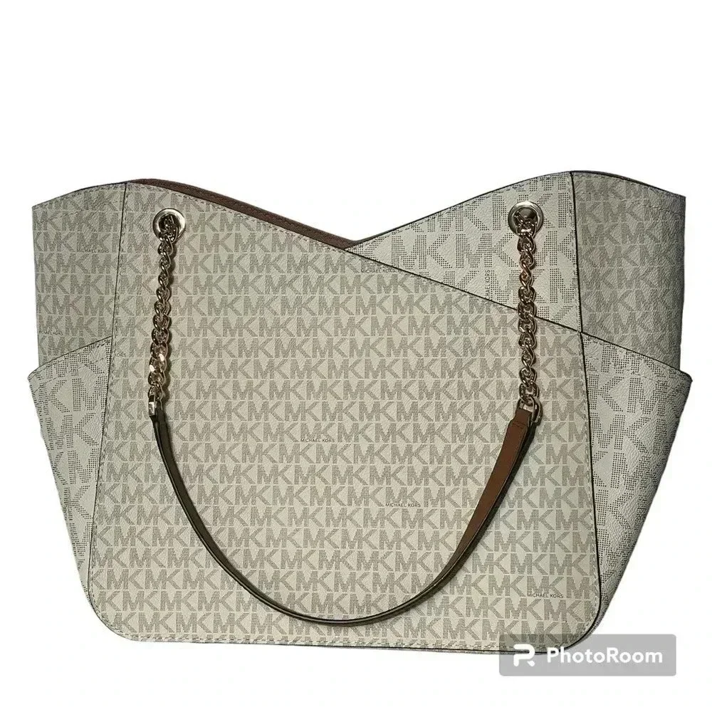 🔥 Michael‎ Kors Women Jet Set Travel Cross Chain Shoulder Tote Bag in Vanilla